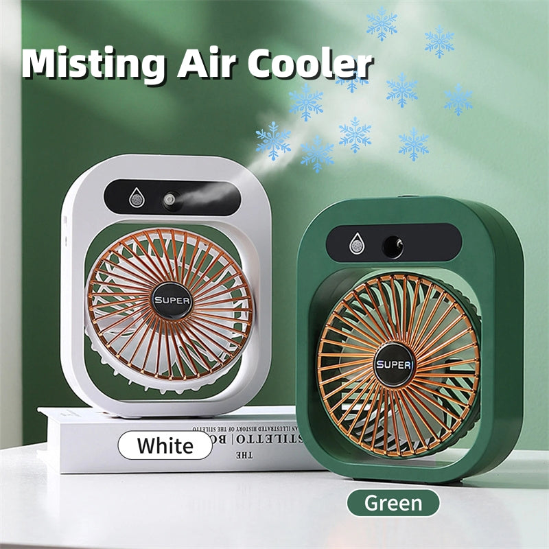2-in-1 Misting Desk Fan & Humidifier — USB Rechargeable, 3 Wind Speeds